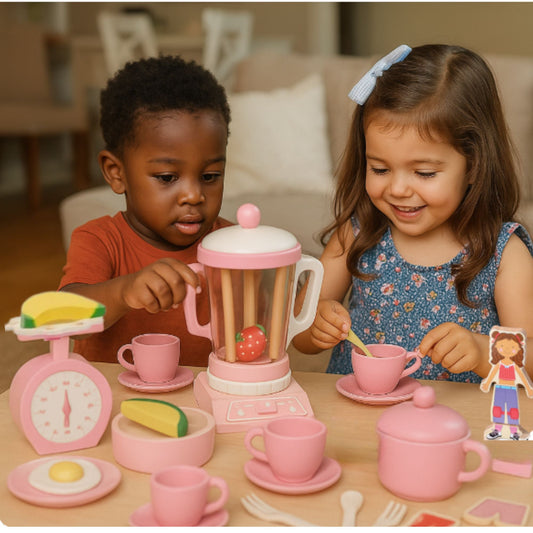 100+ Pieces | Wooden Pretend Play Mega Bundle | Kitchen & Dollhouse Set for Classrooms