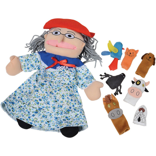 Old Lady Who Swallowed a Fly Storytelling Doll & Animal Finger Puppet Set*